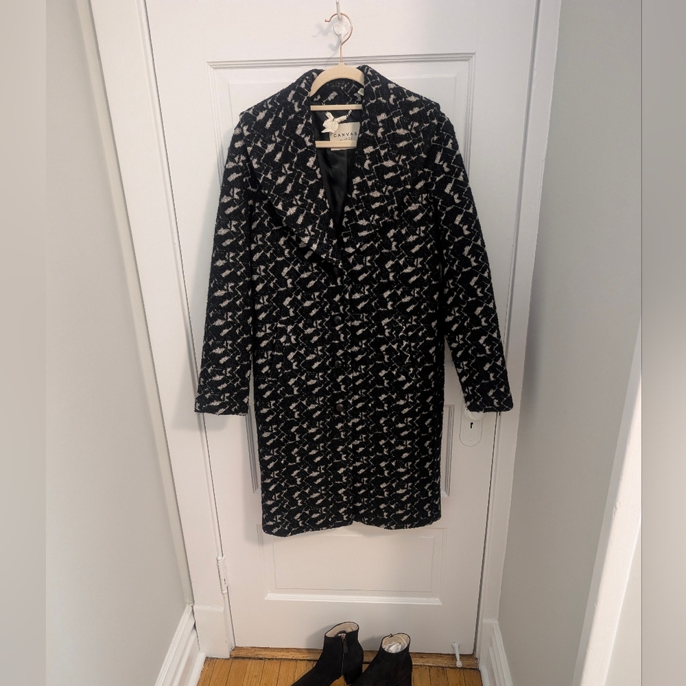 Chic Black and White Patterned Coat